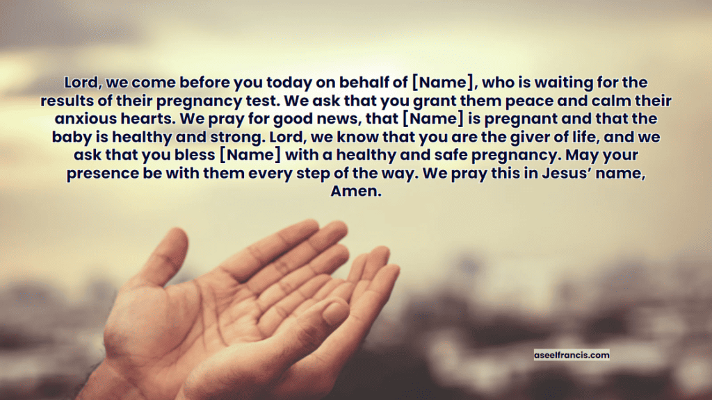 Prayer for someone waiting for pregnancy test results